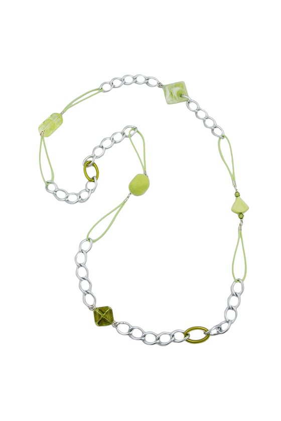 NECKLACE CURB CHAIN WITH BEADS 100CM