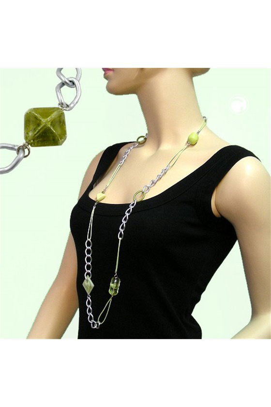 NECKLACE CURB CHAIN WITH BEADS 100CM