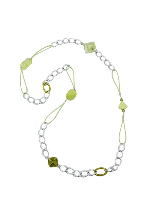 NECKLACE CURB CHAIN WITH BEADS 100CM