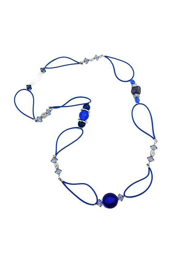 NECKLACE BLUE BEADS BLUE CHAIN 95CM
