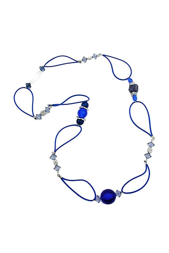 NECKLACE BLUE BEADS BLUE CHAIN 95CM