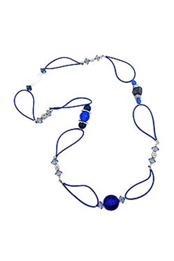 NECKLACE BLUE BEADS BLUE CHAIN 95CM