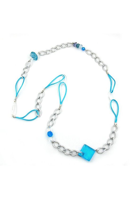 NECKLACE SILVER GREEN 100CM