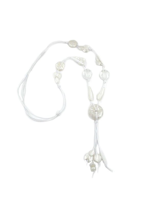NECKLACE DISC WHITE SILKY-SHINE 90CM