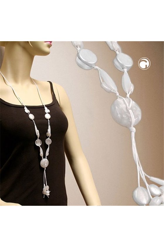NECKLACE DISC WHITE SILKY-SHINE 90CM
