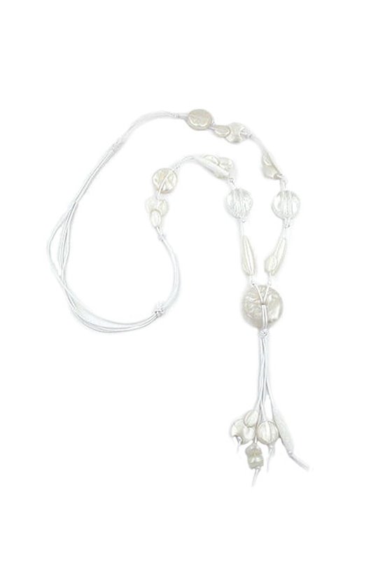 NECKLACE DISC WHITE SILKY-SHINE 90CM