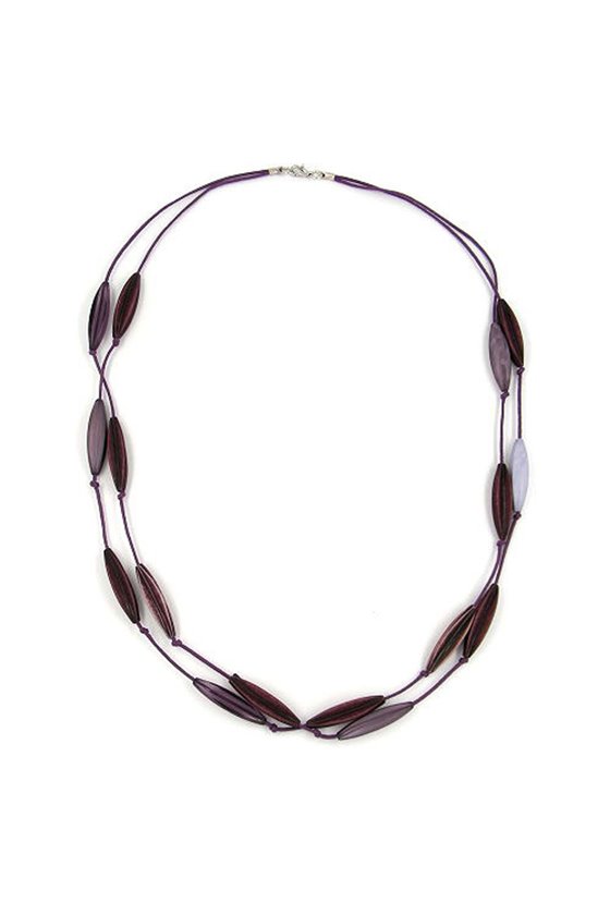 NECKLACE OLIVE LEAF BEADS PURPLE
