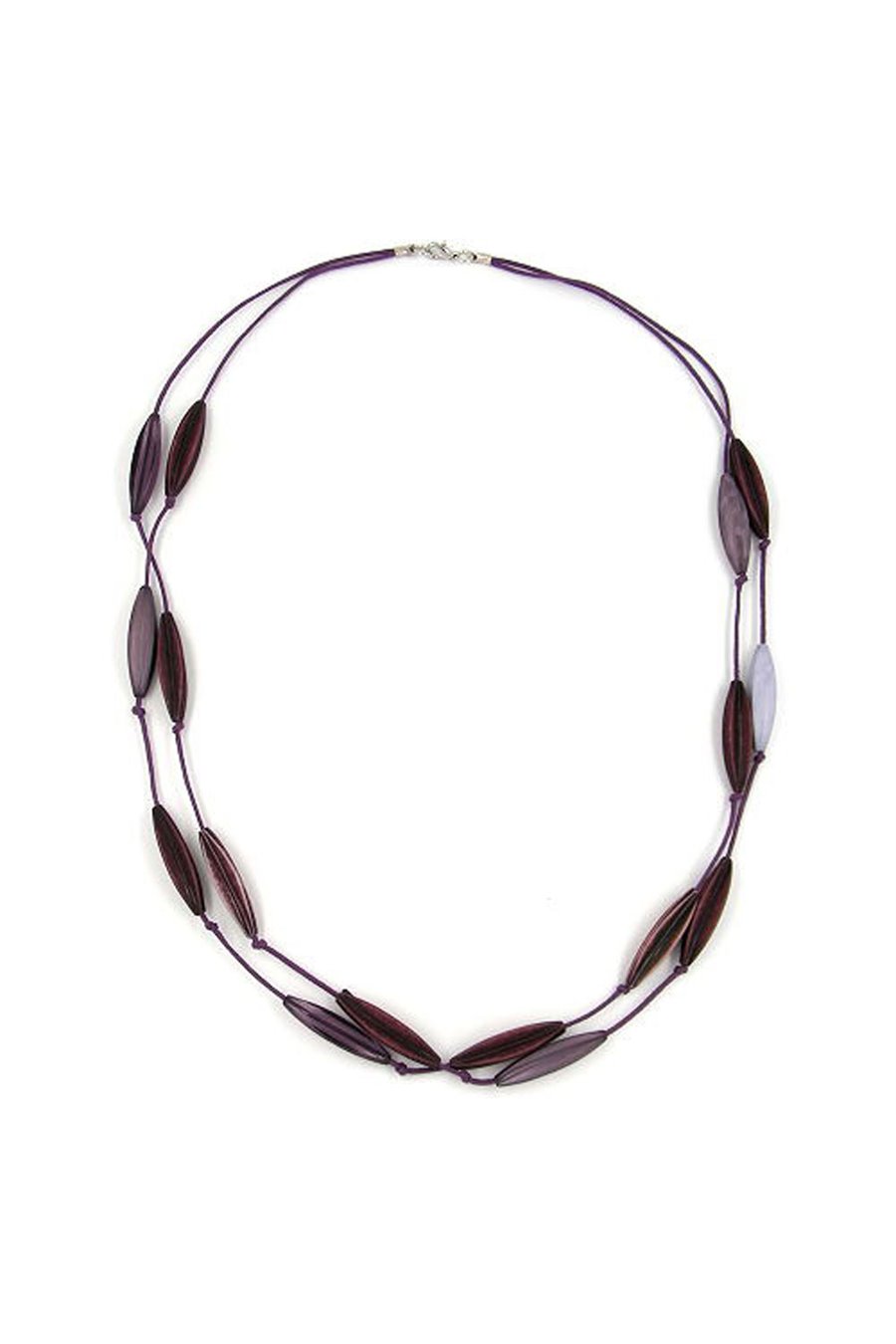 NECKLACE OLIVE LEAF BEADS PURPLE