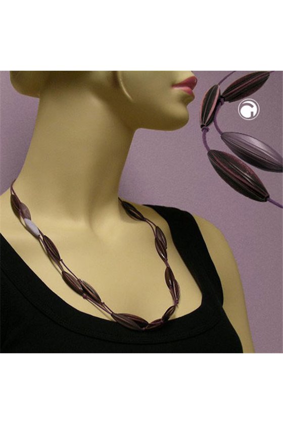 NECKLACE OLIVE LEAF BEADS PURPLE