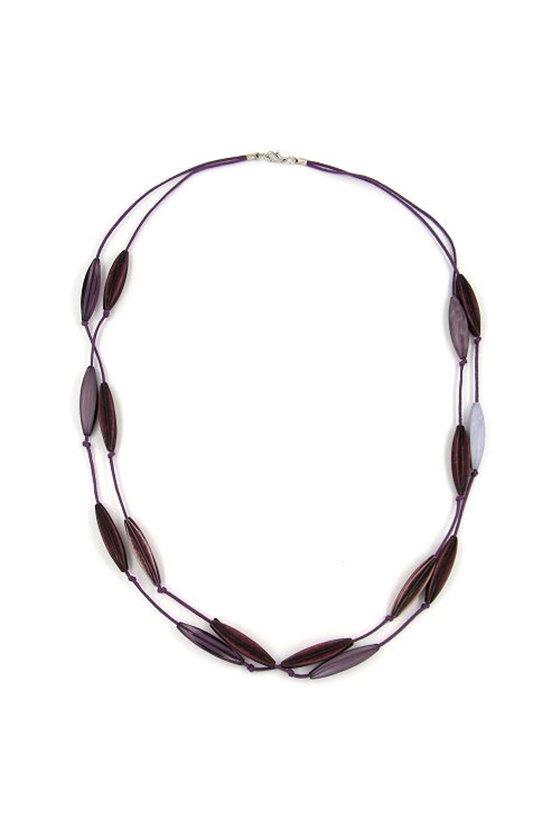 NECKLACE OLIVE LEAF BEADS PURPLE