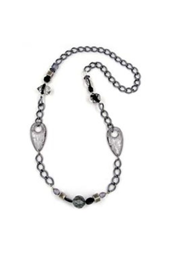 NECKLACE GREY-TRANSPARENT CURB CHAIN 90CM