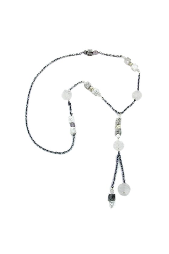 NECKLACE SPIRAL-PEARL MATTE-WHITE 100CM
