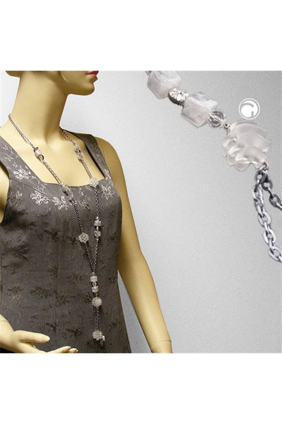 NECKLACE SPIRAL-PEARL MATTE-WHITE 100CM