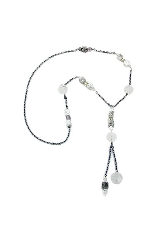 NECKLACE SPIRAL-PEARL MATTE-WHITE 100CM