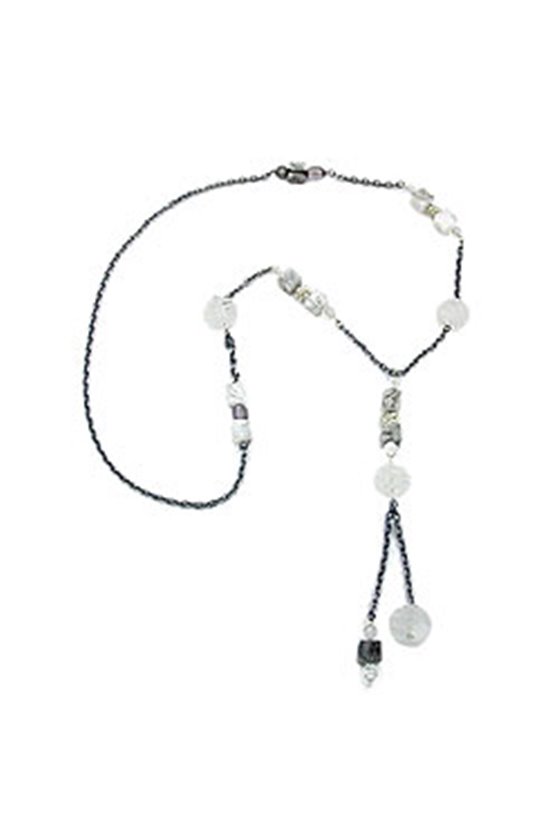 NECKLACE SPIRAL-PEARL MATTE-WHITE 100CM
