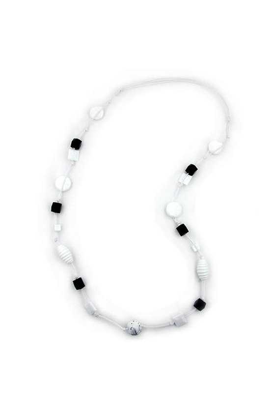 NECKLACE WHITE SNAIL-PEARL BLACK 100CM