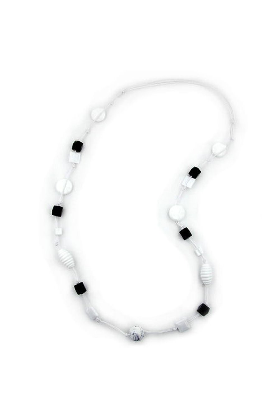 NECKLACE WHITE SNAIL-PEARL BLACK 100CM