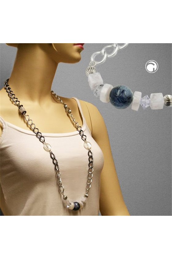 NECKLACE CRASH-PEARL CURB CHAIN 90CM