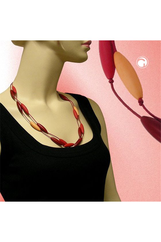 NECKLACE OLIVES RED-APRICOT 60CM