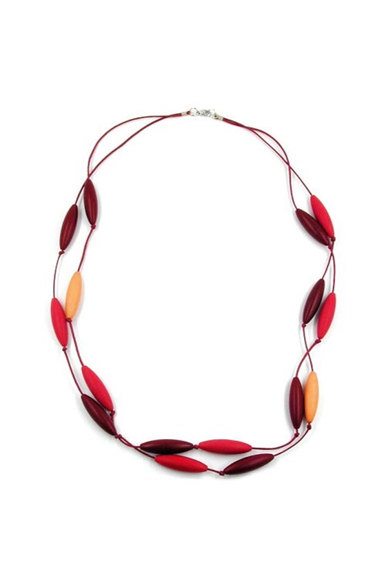 NECKLACE OLIVES RED-APRICOT 60CM