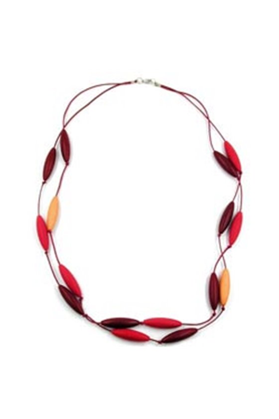 NECKLACE OLIVES RED-APRICOT 60CM