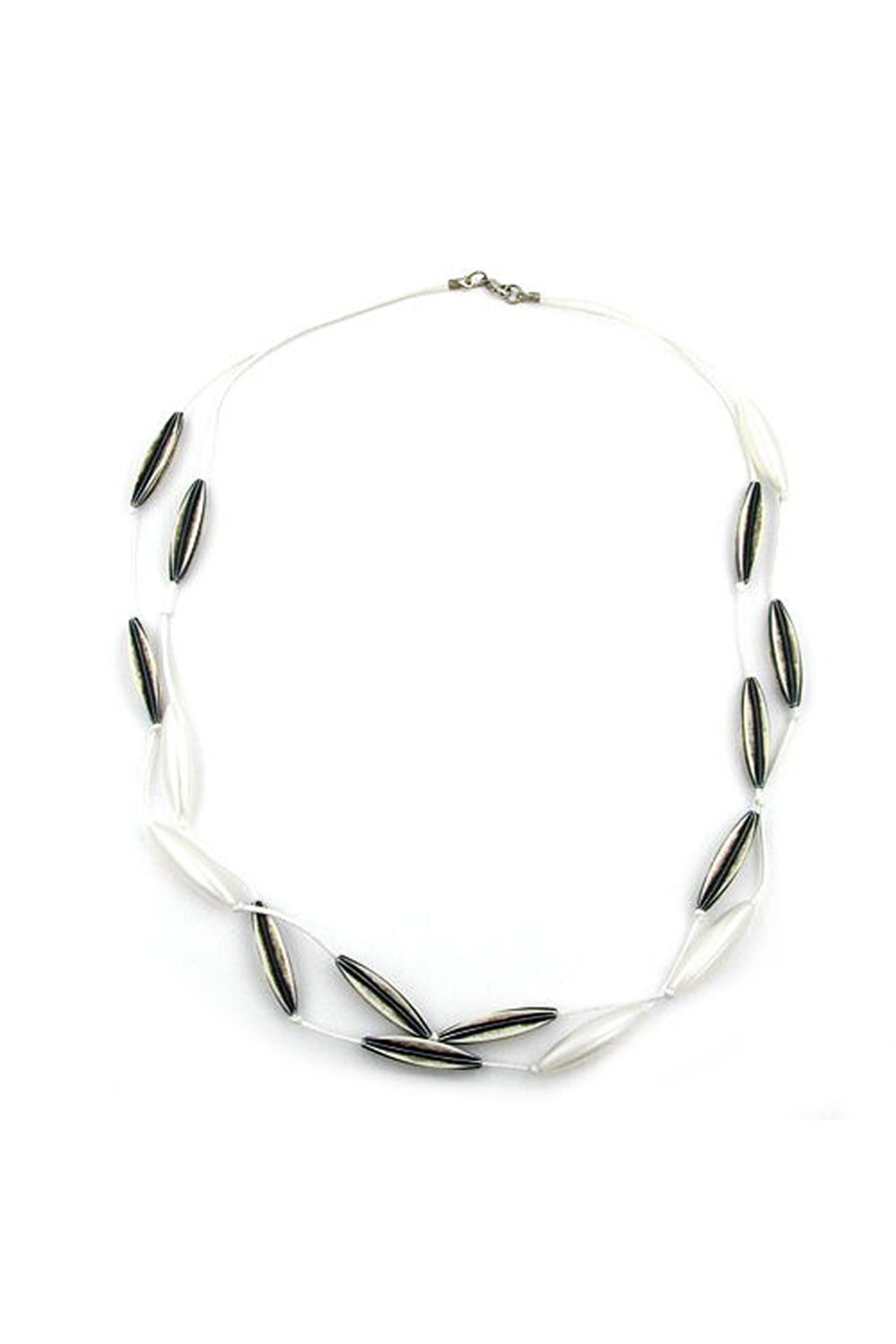 NECKLACE OLIVES WHITE-BLACK 60CM
