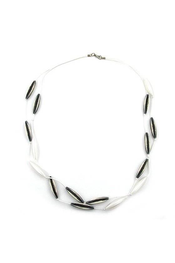 NECKLACE OLIVES WHITE-BLACK 60CM