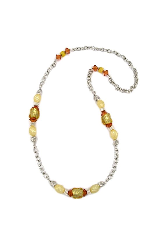 NECKLACE YELLOW-ORANGE ANCHOR CHAIN 90CM