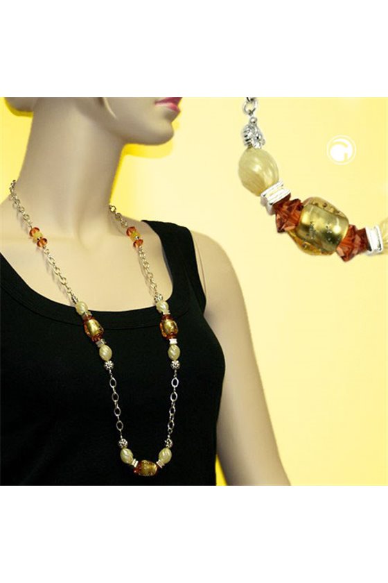 NECKLACE YELLOW-ORANGE ANCHOR CHAIN 90CM