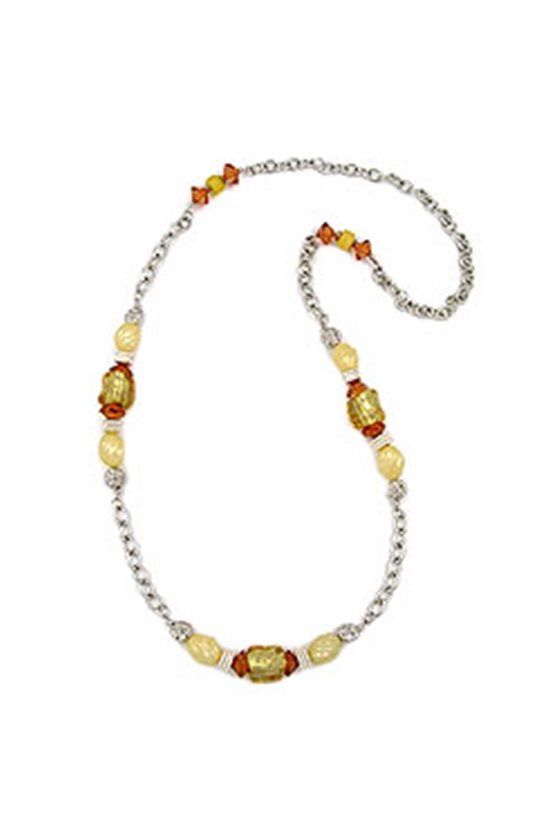 NECKLACE YELLOW-ORANGE ANCHOR CHAIN 90CM