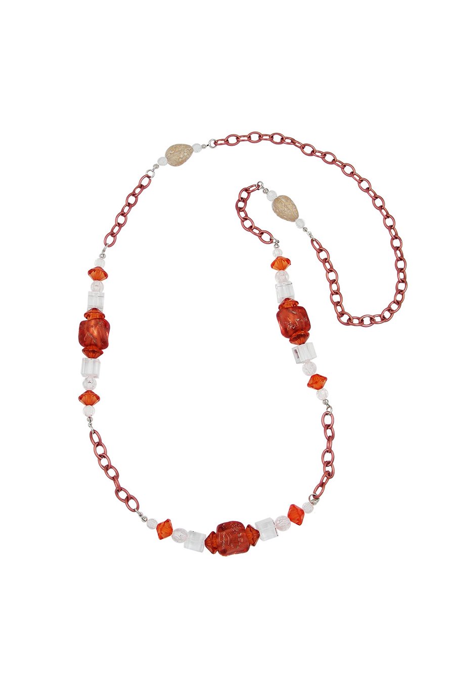 NECKLACE STONE-PEARL ANCHOR CHAIN 90CM