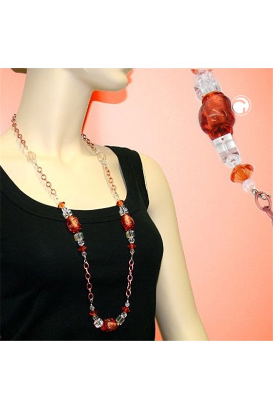 NECKLACE STONE-PEARL ANCHOR CHAIN 90CM