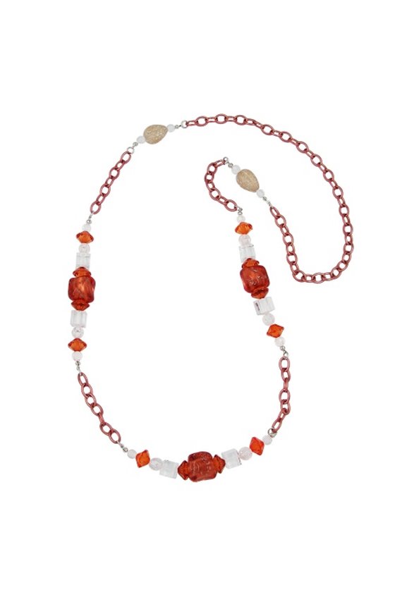NECKLACE STONE-PEARL ANCHOR CHAIN 90CM
