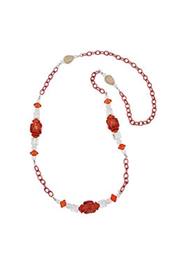 NECKLACE STONE-PEARL ANCHOR CHAIN 90CM