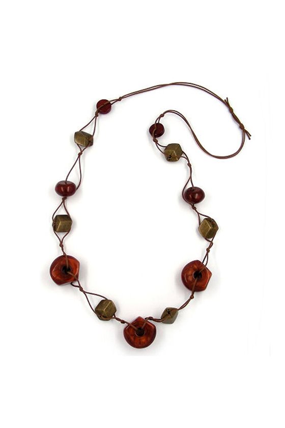 NECKLACE COPPER-BROWN VINTAGE-BRASS 90CM