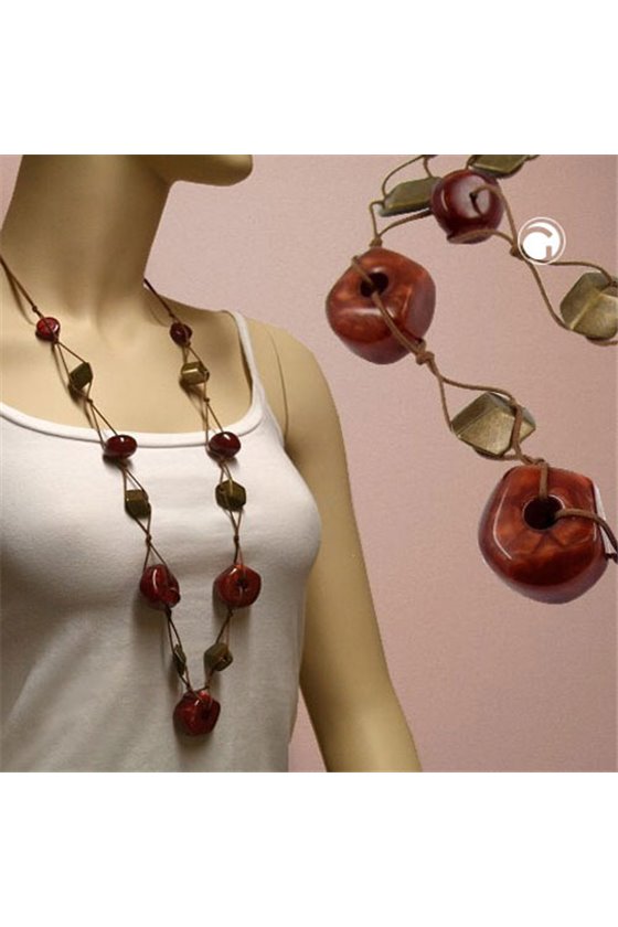 NECKLACE COPPER-BROWN VINTAGE-BRASS 90CM
