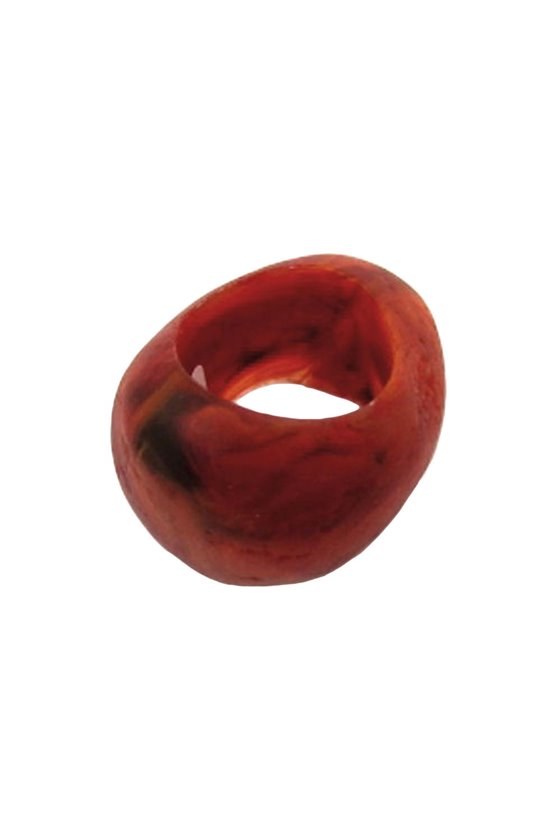 SCARF BEAD RED BLACK MARBLED 33MM