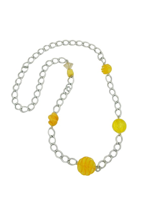 NECKLACE CURB CHAIN BEADS 95CM