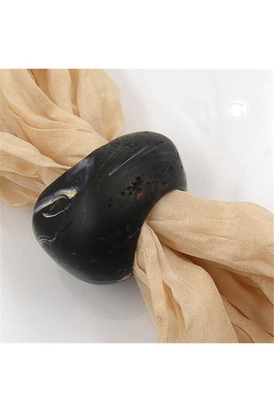 SCARF BEAD BLACK MARBLED 33MM