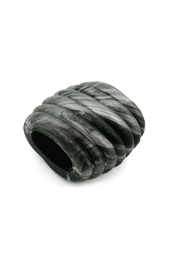 SCARF BEAD SPIRAL MARKING BLACK SILVER MARBLED 35MM
