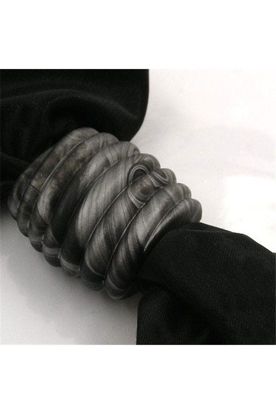 SCARF BEAD SPIRAL MARKING BLACK SILVER MARBLED 35MM