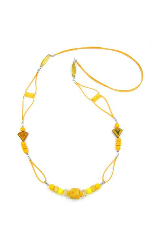 NECKLACE STONE PEARL MATTE YELLOW 100CM