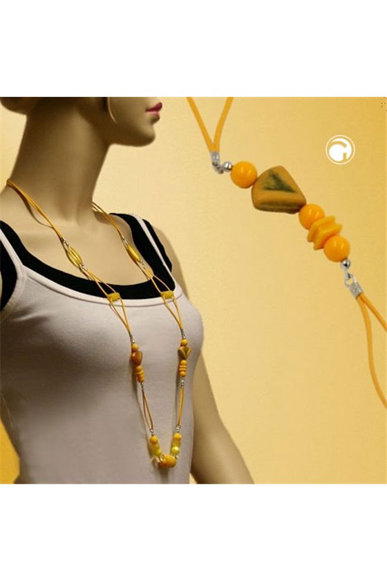 NECKLACE STONE PEARL MATTE YELLOW 100CM