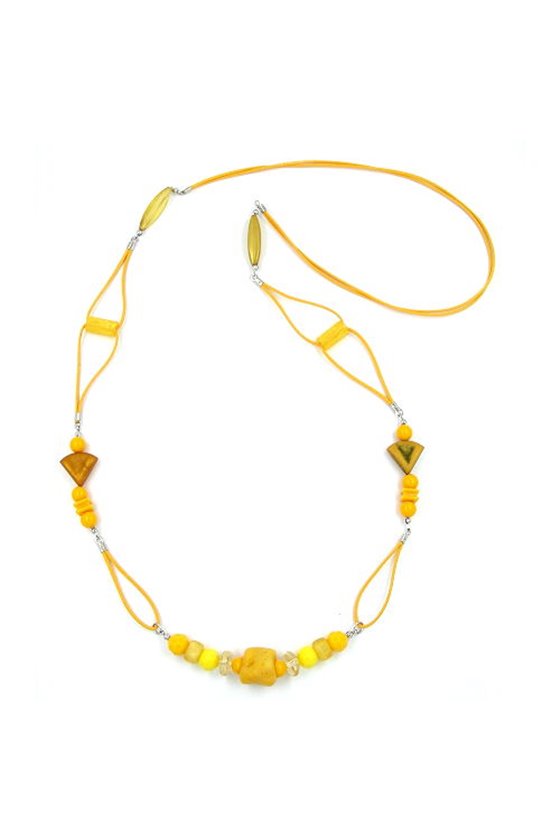 NECKLACE STONE PEARL MATTE YELLOW 100CM