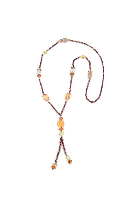 NECKLACE ANCHOR CHAIN BROWN CRISTAL 90CM