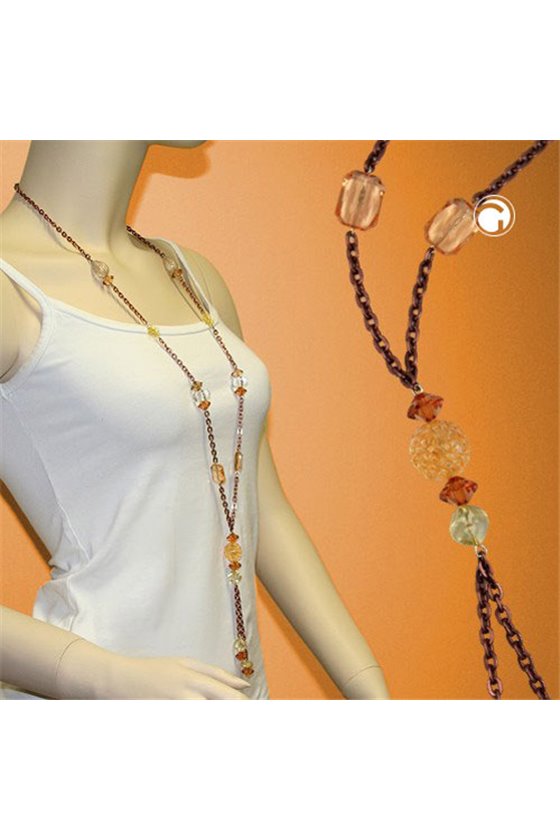 NECKLACE ANCHOR CHAIN BROWN CRISTAL 90CM