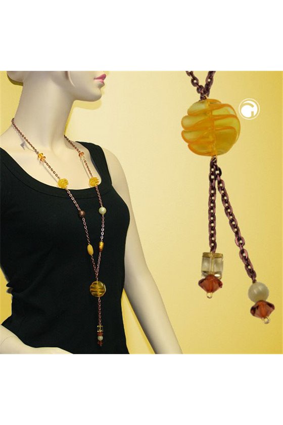 NECKLACE YELLOW SPIRAL PEARL 90CM