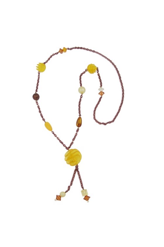 NECKLACE YELLOW SPIRAL PEARL 90CM