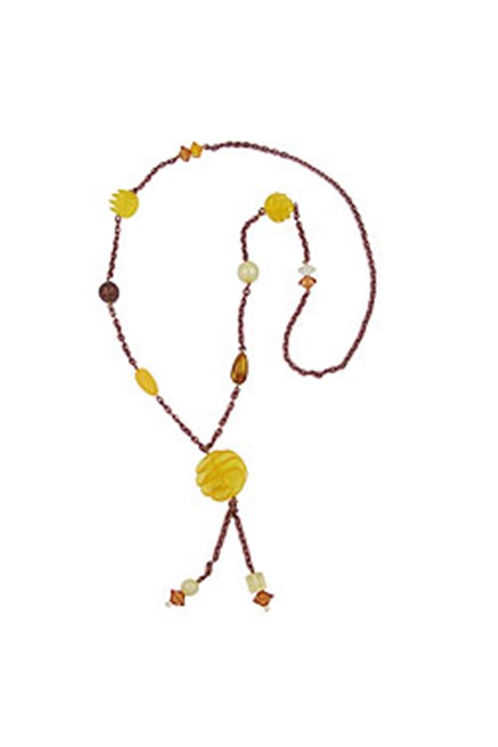 NECKLACE YELLOW SPIRAL PEARL 90CM