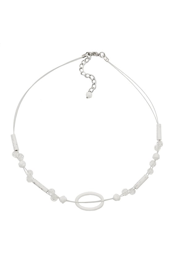 NECKLACE WHITE OVAL RING TRANSPARENT